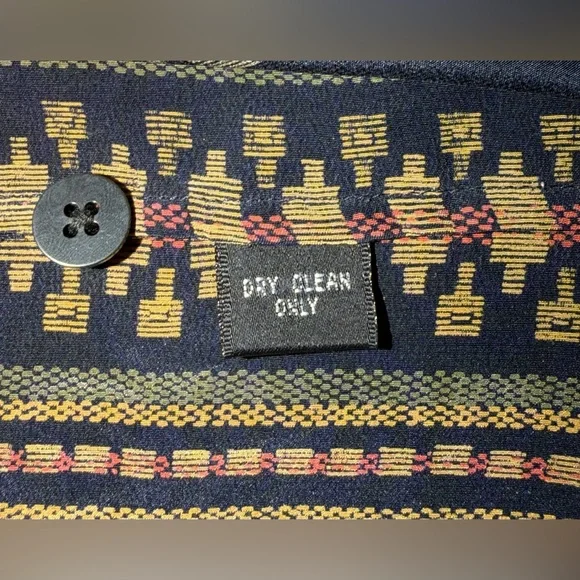 Vintage 90s Ellen Tracy Silk Blouse Geometric Stripe Navy Boho Oversized Size8 - Picture 10 of 10